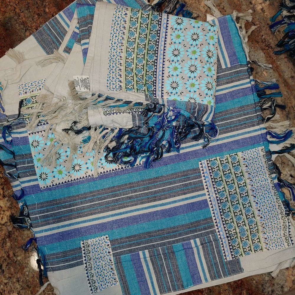 15 Urban Outfitters Applique Fringed Cloth Napkins 20x20"